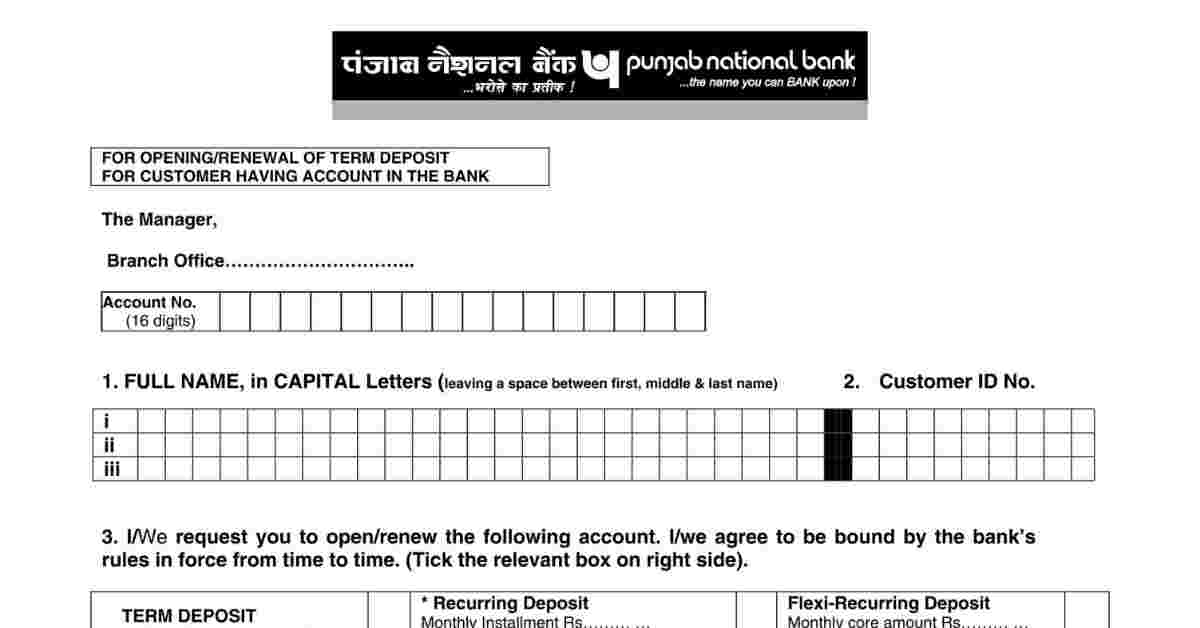 Pdf Pnb Fd Form Pdf Download Mypdf 9190