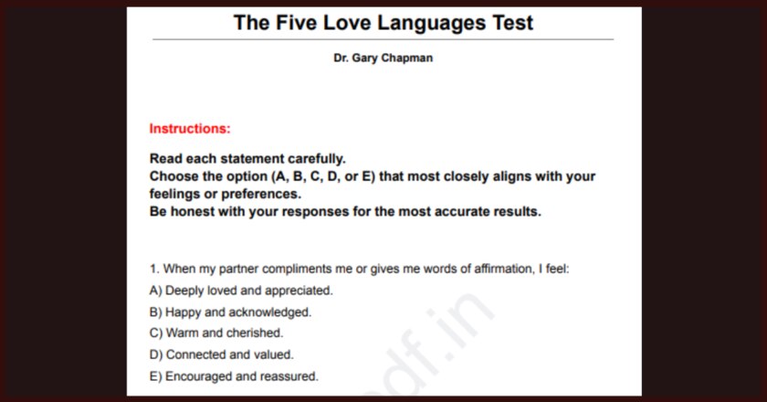 5 Love Languages Test PDF 
